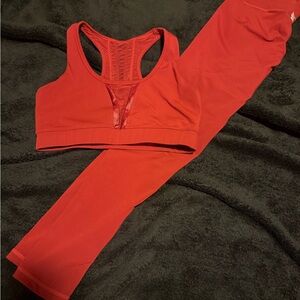 FitAngel Red Sports Bra and Leggings Set